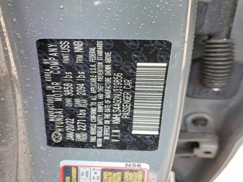 48654356 :رقم المزاد ، KMHLS4AG0NU319856 vin ، 2022 Hyundai Elantra مزاد بيع