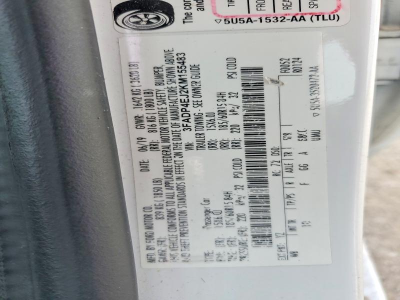 2019 Ford Fiesta მანქანა იყიდება აუქციონზე, vin: 3FADP4EJ2KM155483, აუქციონის ნომერი: 50468336