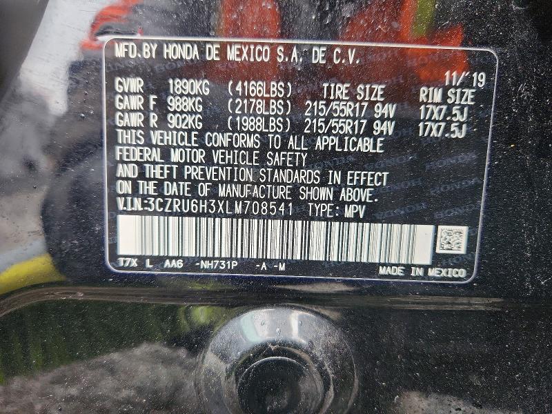 Aukcja sprzedaży 2020 Honda Hr-v, vin: 3CZRU6H3XLM708541, numer aukcji: 50891456