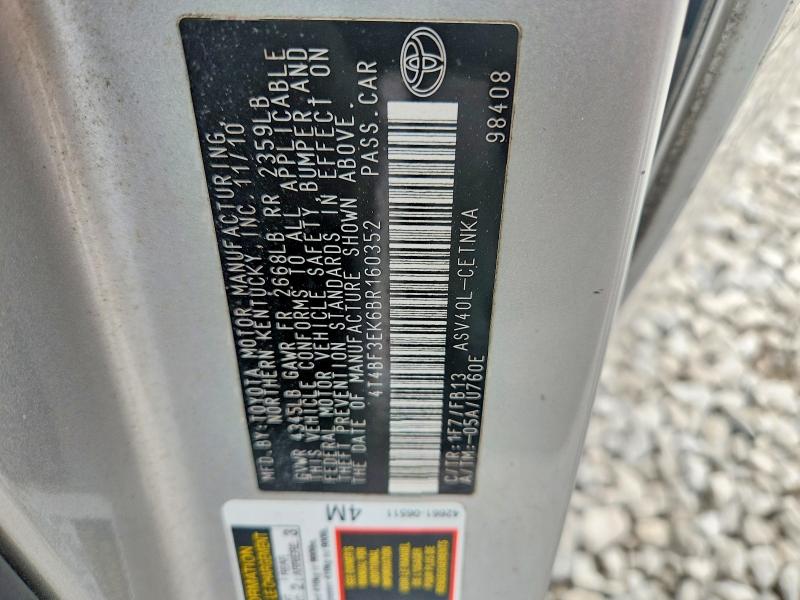 51267386 :رقم المزاد ، 4T4BF3EK6BR160352 vin ، 2011 Toyota Camry مزاد بيع
