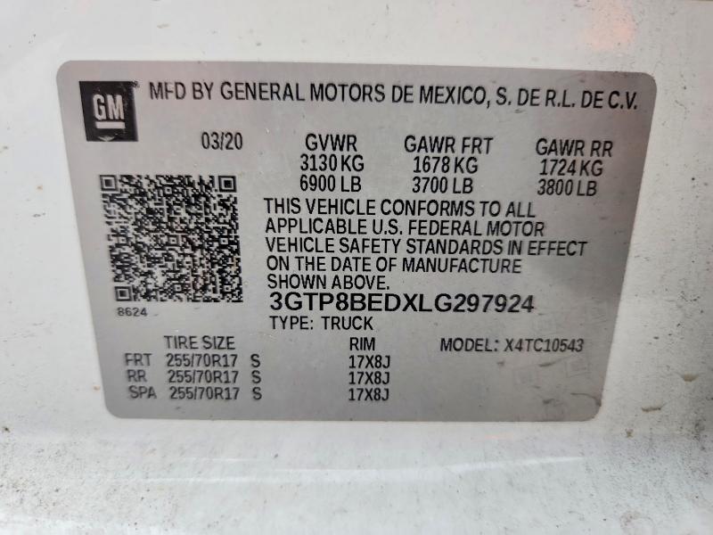 Продаж на аукціоні авто 2020 Gmc Sierra, vin: 3GTP8BEDXLG297924, номер лоту: 51358216