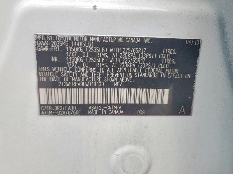 Продажа на аукционе авто 2013 Toyota Rav4, vin: 2T3WFREV9DW018130, номер лота: 51392036