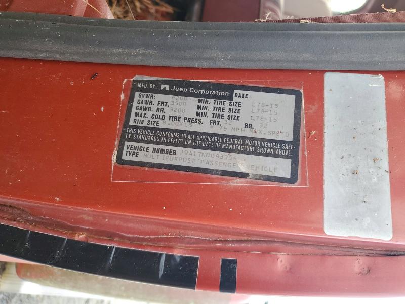 49455046 :رقم المزاد ، J9A17NN093754 vin ، 1990 Jeep Wagoneer مزاد بيع