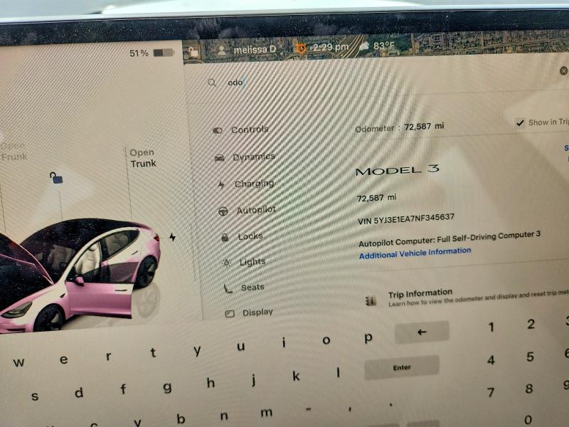 Aukcja sprzedaży 2022 Tesla Model 3, vin: 5YJ3E1EA7NF345637, numer aukcji: 48350966