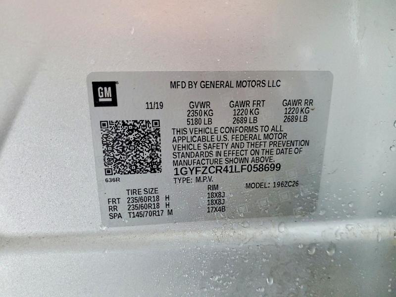 48527926 :رقم المزاد ، 1GYFZCR41LF058699 vin ، 2020 Cadillac Xt4 مزاد بيع