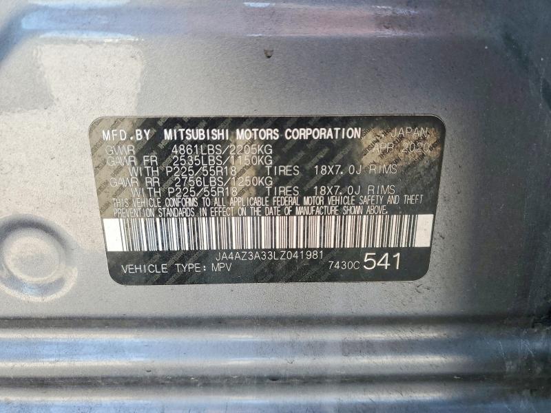 Продаж на аукціоні авто 2020 Mitsubishi Outlander, vin: JA4AZ3A33LZ041981, номер лоту: 50887976