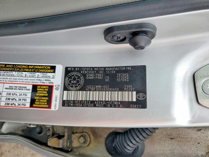 Aukcja sprzedaży 2010 Toyota Camry, vin: 4T1BF3EK5AU090450, numer aukcji: 49317576