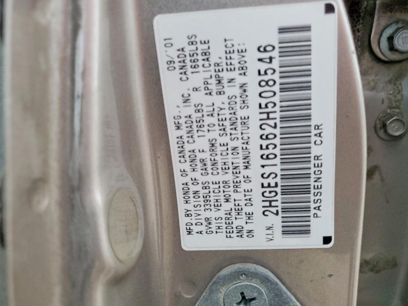 49976626 :رقم المزاد ، 2HGES16562H508546 vin ، 2002 Honda Civic مزاد بيع