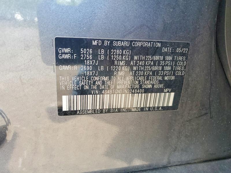 Aukcja sprzedaży 2022 Subaru Outback, vin: 4S4BTGND7N3248400, numer aukcji: 51628556