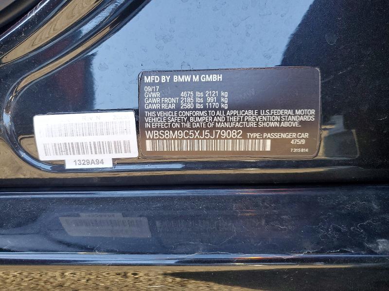 50406596 :رقم المزاد ، WBS8M9C5XJ5J79082 vin ، 2018 Bmw M3 مزاد بيع