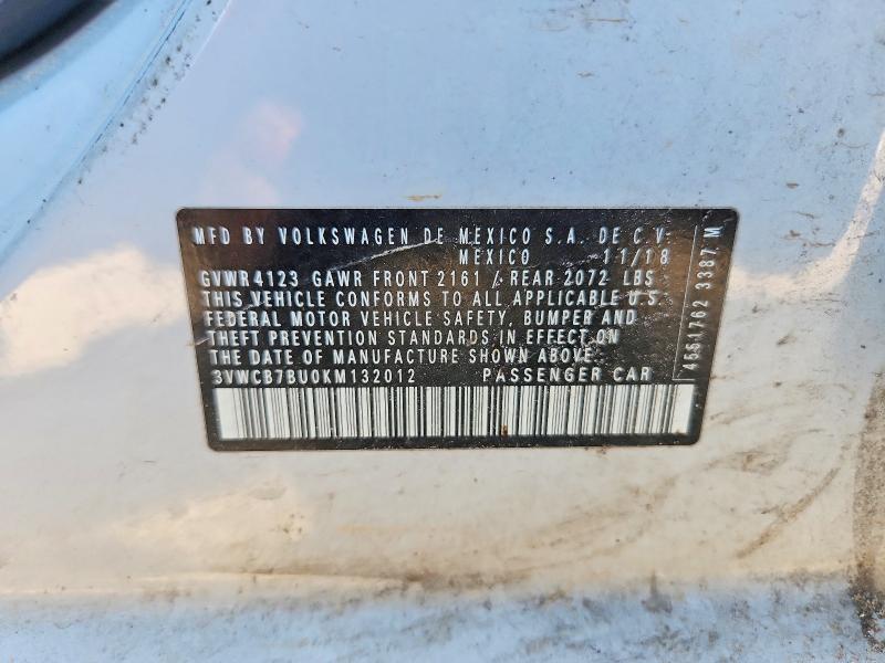 Aukcja sprzedaży 2019 Volkswagen Jetta, vin: 3VWCB7BU0KM132012, numer aukcji: 47622026