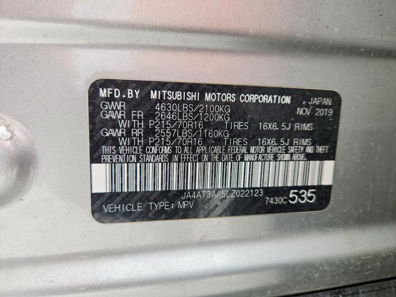 Продаж на аукціоні авто 2020 Mitsubishi Eclipse Cross, vin: JA4AT3AA5LZ022123, номер лоту: 51206746