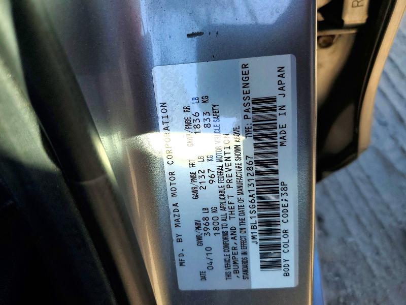 50387236 :رقم المزاد ، JM1BL1SG6A1312867 vin ، 2010 Mazda 3 مزاد بيع