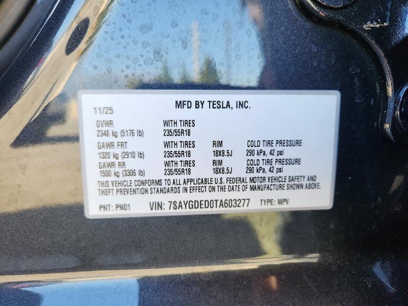 51204456 :رقم المزاد ، 7SAYGDED0TA603277 vin ، 2026 Tesla Model Y مزاد بيع