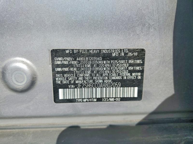 Aukcja sprzedaży 2010 Subaru Forester, vin: JF2SH6CC0AH802059, numer aukcji: 49430356