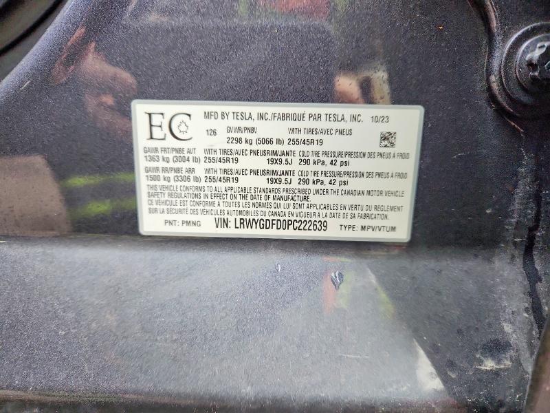 Aukcja sprzedaży 2023 Tesla Model Y, vin: LRWYGDFD0PC222639, numer aukcji: 48267116