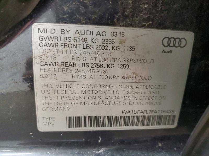 Aukcja sprzedaży 2015 Audi A4 Allroad, vin: WA1UFAFL7FA115439, numer aukcji: 50493446