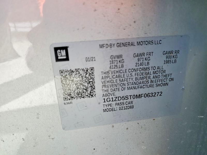 2021 Chevrolet Malibu მანქანა იყიდება აუქციონზე, vin: 1G1ZD5ST0MF063272, აუქციონის ნომერი: 50980526