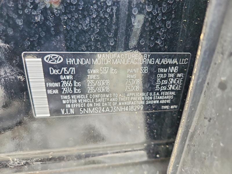 Aukcja sprzedaży 2022 Hyundai Santa Fe, vin: 5NMS24AJ3NH418299, numer aukcji: 51178396