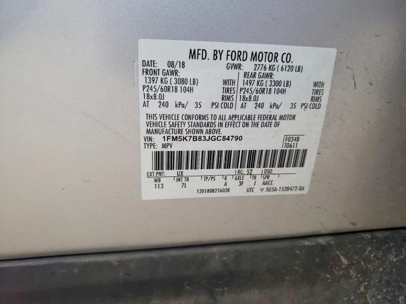 Aukcja sprzedaży 2018 Ford Explorer, vin: 1FM5K7B83JGC84790, numer aukcji: 51276276