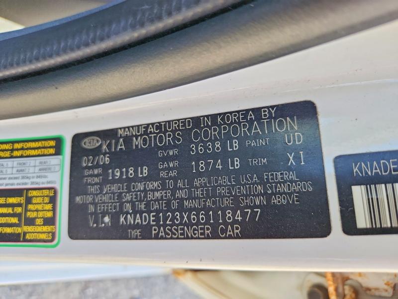 Продаж на аукціоні авто 2006 Kia Rio, vin: KNADE123X66118477, номер лоту: 51186996