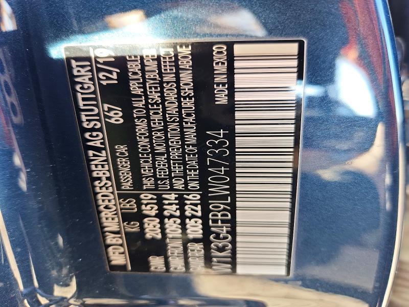 48749956 :رقم المزاد ، W1K3G4FB9LW047334 vin ، 2020 Mercedes-benz A مزاد بيع