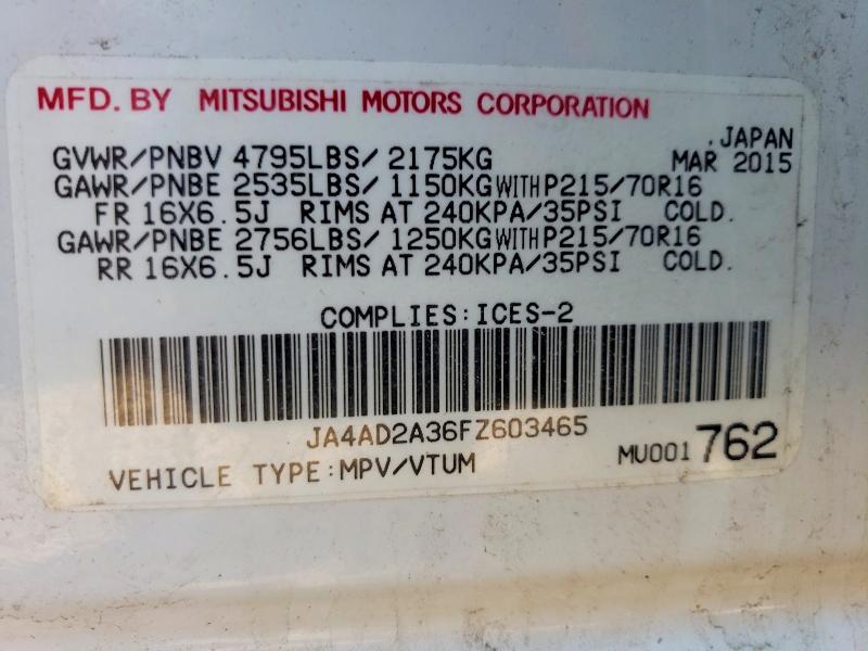 Auction sale of the 2015 Mitsubishi Outlander, vin: JA4AD2A36FZ603465, lot number: 49251356