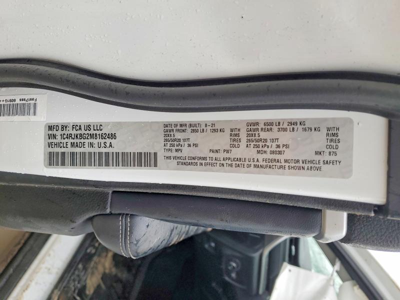 48300876 :رقم المزاد ، 1C4RJKBG2M8162486 vin ، 2021 Jeep Grand Cherokee مزاد بيع