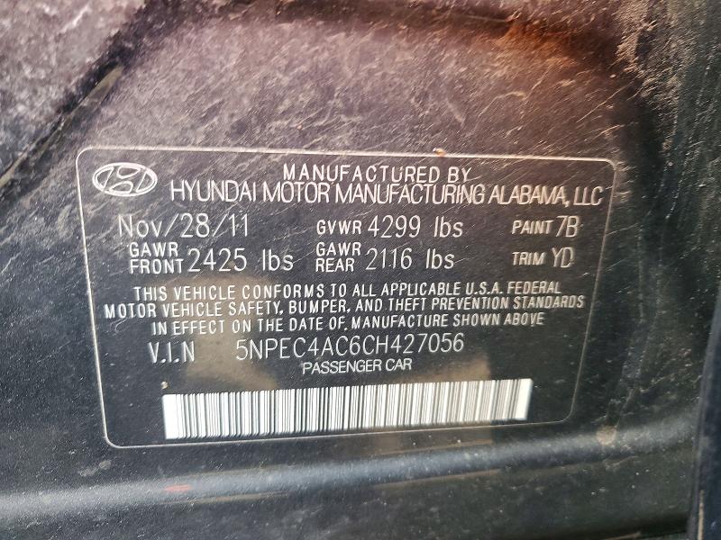 48421486 :رقم المزاد ، 5NPEC4AC6CH427056 vin ، 2012 Hyundai Sonata مزاد بيع
