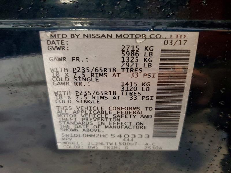 Aukcja sprzedaży 2017 Infiniti Qx60, vin: 5N1DL0MM2HC540333, numer aukcji: 47248026