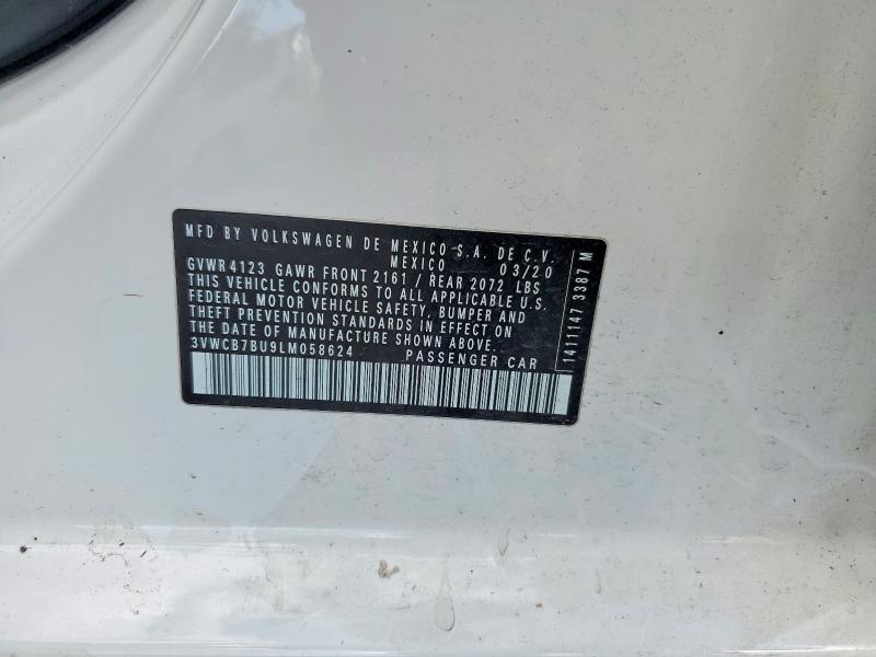 50168926 :رقم المزاد ، 3VWCB7BU9LM058624 vin ، 2020 Volkswagen Jetta مزاد بيع