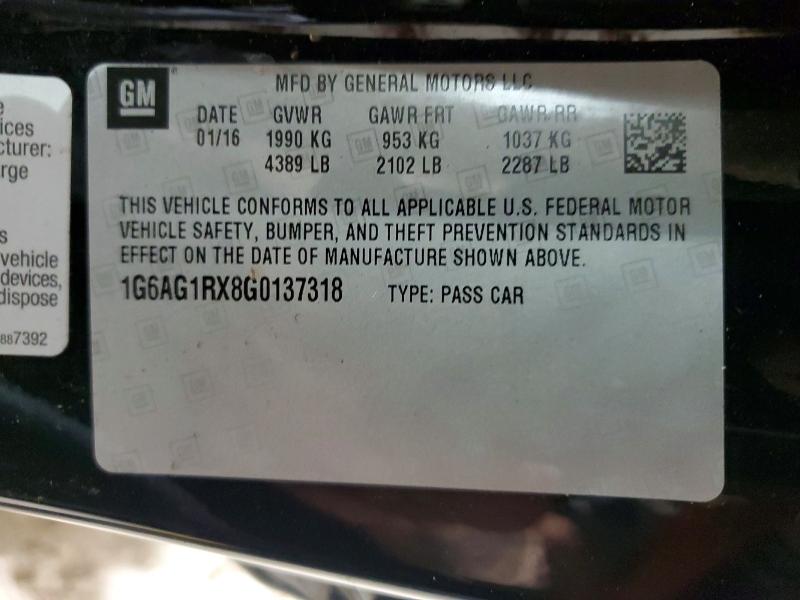 48831116 :رقم المزاد ، 1G6AG1RX8G0137318 vin ، 2016 Cadillac Ats مزاد بيع