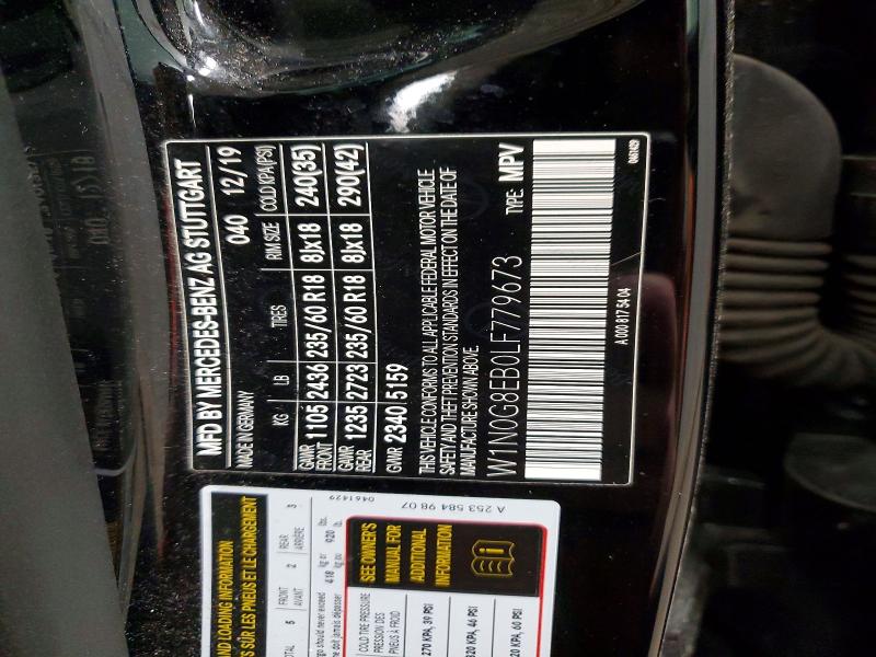 50529876 :رقم المزاد ، W1N0G8EB0LF779673 vin ، 2020 Mercedes-benz Glc مزاد بيع