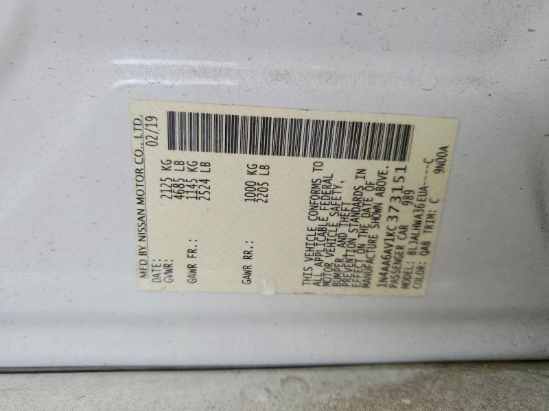 2019 Nissan Maxima მანქანა იყიდება აუქციონზე, vin: 1N4AA6AV1KC373151, აუქციონის ნომერი: 48880596