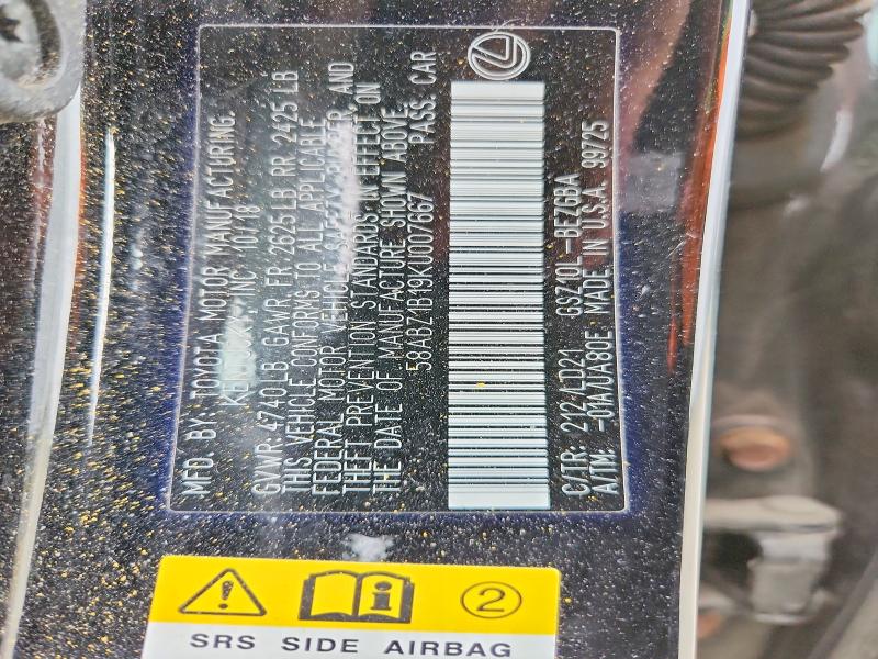 49166286 :رقم المزاد ، 58ABZ1B19KU007667 vin ، 2019 Lexus Es 350 مزاد بيع