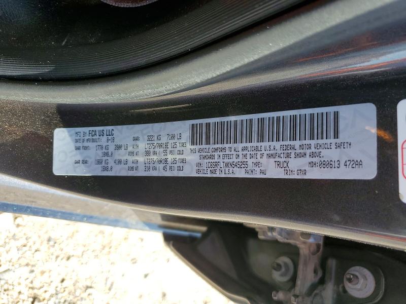 2019 Ram 1500 მანქანა იყიდება აუქციონზე, vin: 1C6SRFLTXKN545255, აუქციონის ნომერი: 48265856