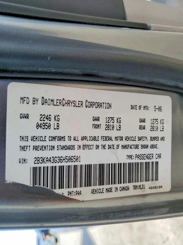 Продажа на аукционе авто 2006 Dodge Charger, vin: 2B3KA43G36H506501, номер лота: 48791086