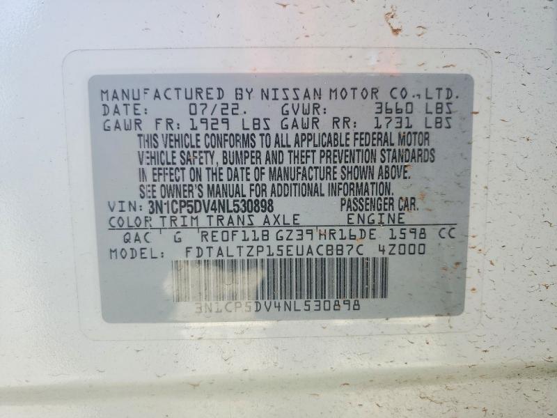 Продажа на аукционе авто 2022 Nissan Kicks, vin: 3N1CP5DV4NL530898, номер лота: 50045906