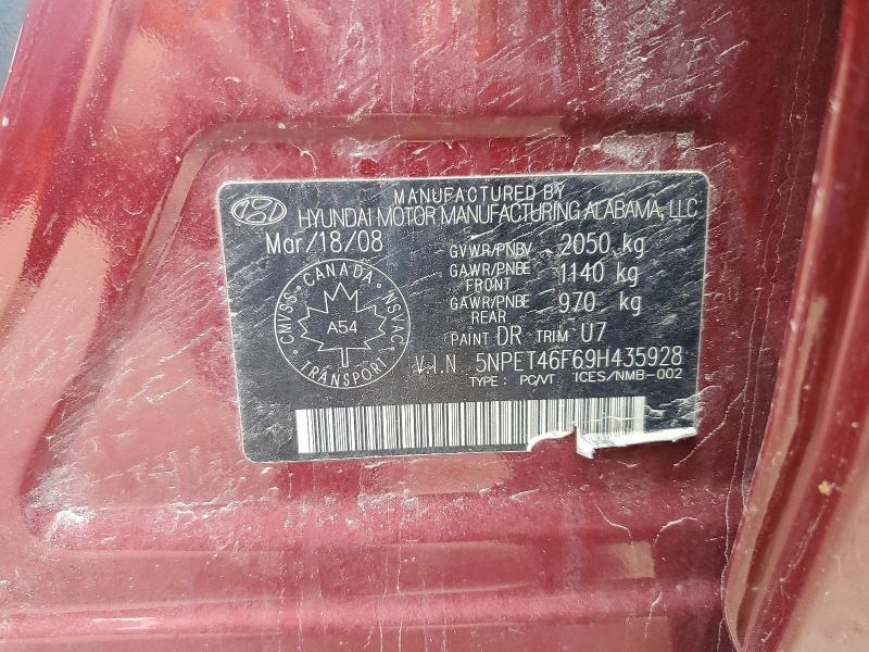 Продажа на аукционе авто 2009 Hyundai Sonata, vin: 5NPET46F69H435928, номер лота: 50224386