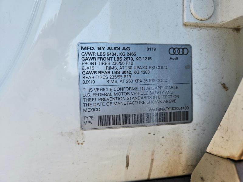 Aukcja sprzedaży 2019 Audi Q5, vin: WA1BNAFY1K2051439, numer aukcji: 49065236