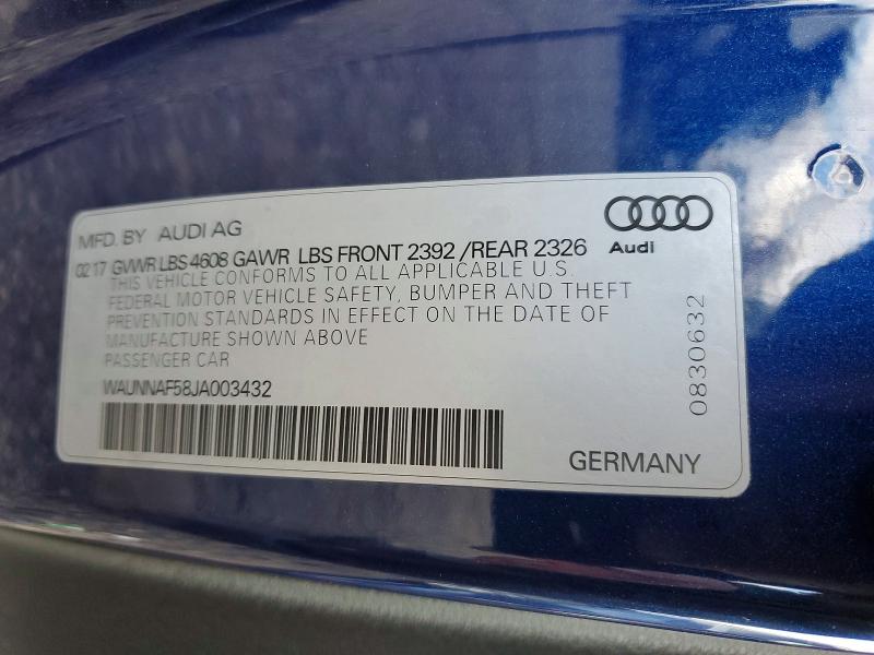 2018 Audi A5 მანქანა იყიდება აუქციონზე, vin: WAUNNAF58JA003432, აუქციონის ნომერი: 49179386