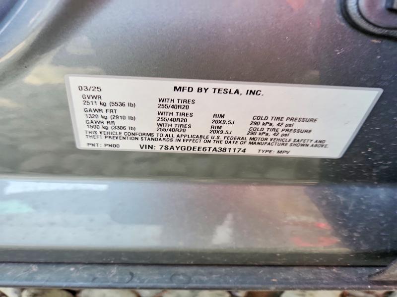 Aukcja sprzedaży 2026 Tesla Model Y, vin: 7SAYGDEE6TA381174, numer aukcji: 49786756