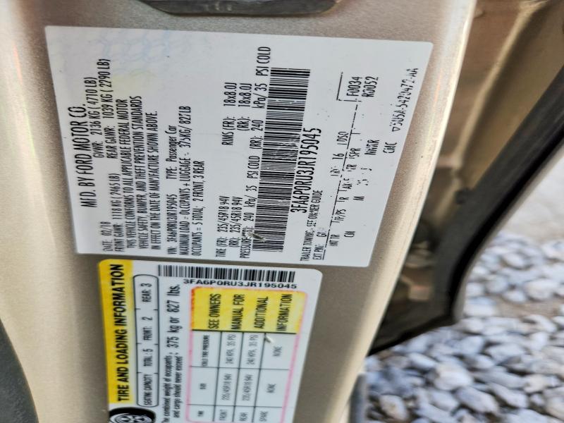 2018 Ford Fusion მანქანა იყიდება აუქციონზე, vin: 3FA6P0RU3JR195045, აუქციონის ნომერი: 50968506