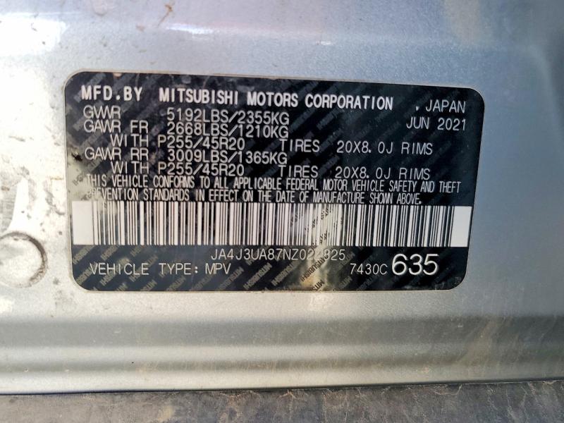 Aukcja sprzedaży 2022 Mitsubishi Outlander, vin: JA4J3UA87NZ022825, numer aukcji: 50943106