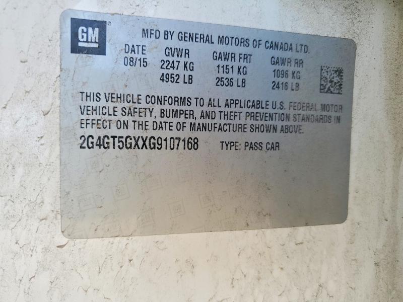 Aukcja sprzedaży 2016 Buick Regal, vin: 2G4GT5GXXG9107168, numer aukcji: 49103096