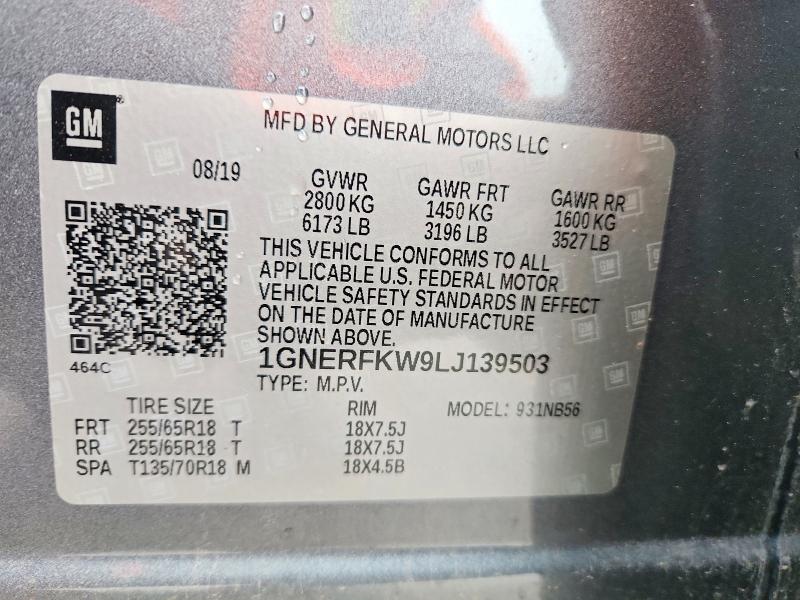 Aukcja sprzedaży 2020 Chevrolet Traverse, vin: 1GNERFKW9LJ139503, numer aukcji: 48860626