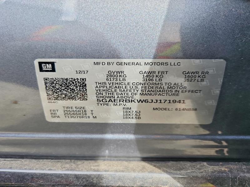 Aukcja sprzedaży 2018 Buick Enclave, vin: 5GAERBKW6JJ171941, numer aukcji: 50108096