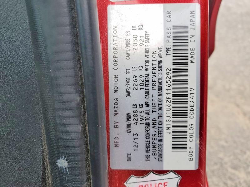 51172886 :رقم المزاد ، JM1GJ1U62F1165292 vin ، 2015 Mazda 6 مزاد بيع
