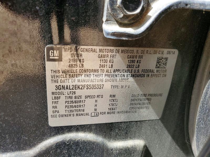 Продажа на аукционе авто 2015 Chevrolet Captiva, vin: 3GNAL2EK2FS505337, номер лота: 48910886