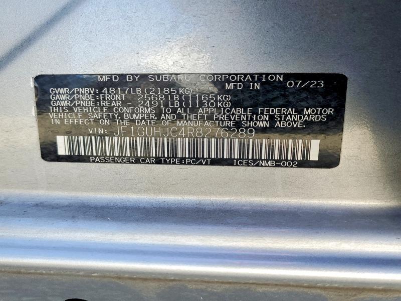2024 Subaru Impreza მანქანა იყიდება აუქციონზე, vin: JF1GUHJC4R8276289, აუქციონის ნომერი: 51370966